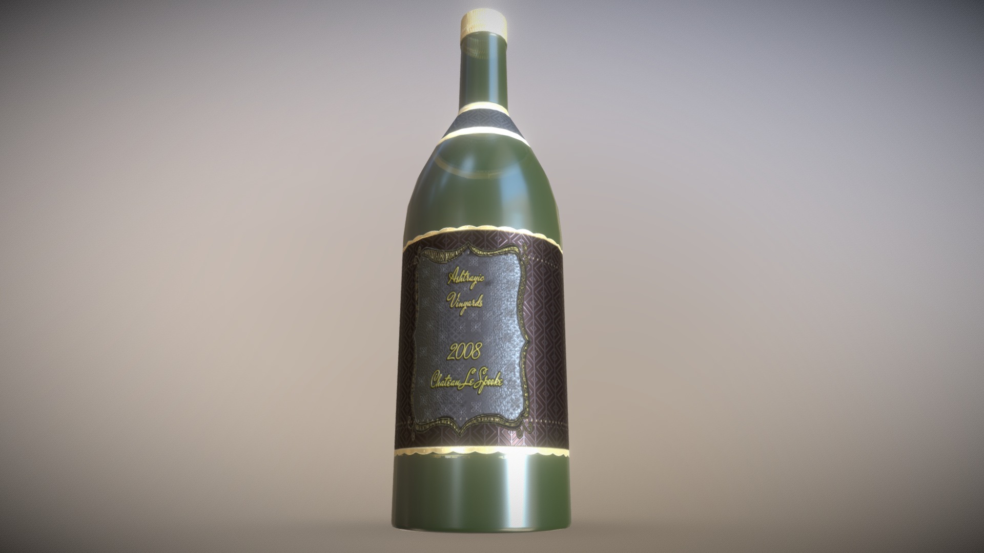 3D model Superfuntimes Wine Bottle - This is a 3D model of the Superfuntimes Wine Bottle. The 3D model is about a bottle of green liquid.