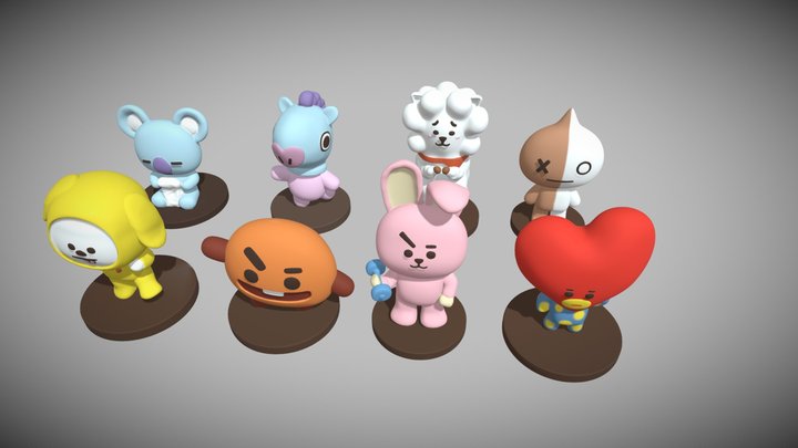 BT21 figures ready for 3D print 3D Model