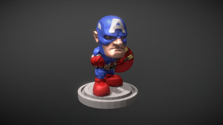 Deformed Captain America (Colored) 3D Model