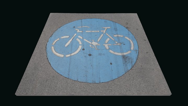 Street markings in Vienna. Bycikle 3D Model