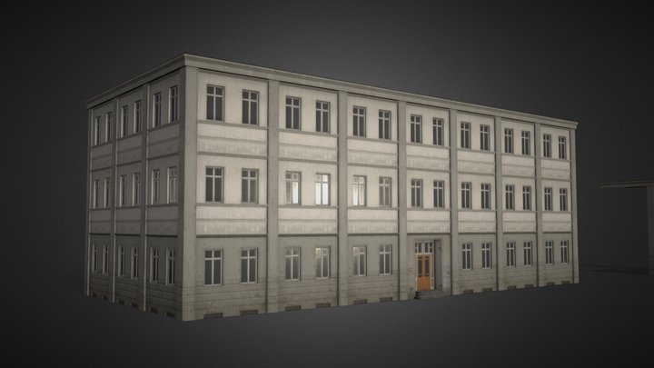 Low-poly Modular Building Tenement House 3D Model