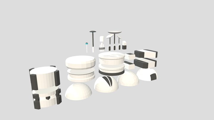 Low Poly Sci-Fi Modular Buildings Pack 3D Model