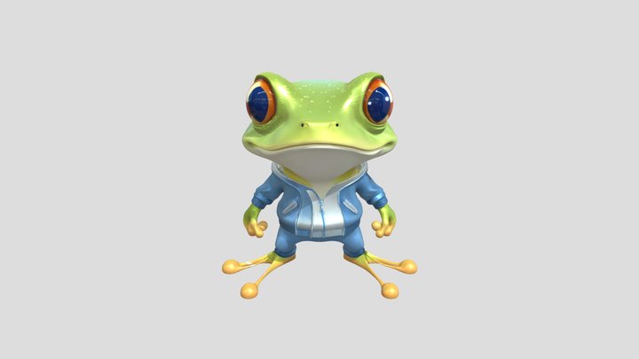 cartoon frog in a hoodie 3D Model