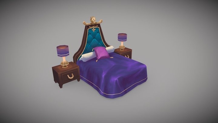 Lowpoly Bed 3D Model
