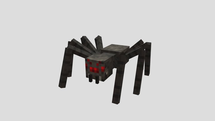 Minecraft Long-Legged Spider With 3D Fangs 3D Model