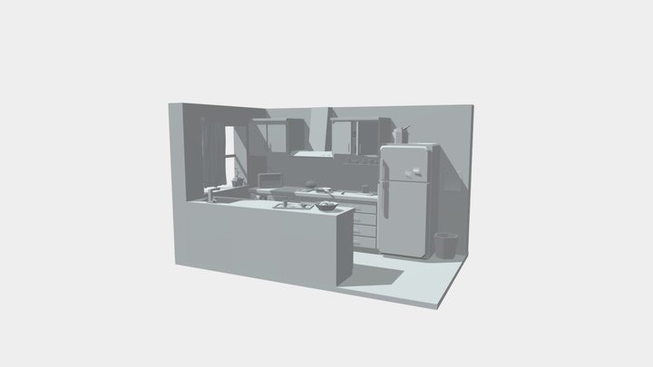 Low Poly Kitchen 3D Model