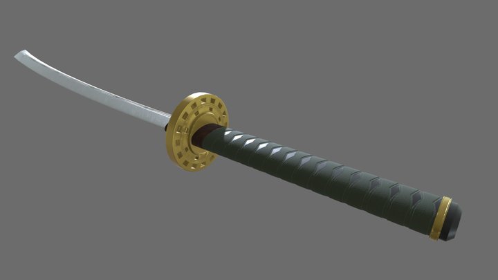 Katana golden handguard 3D Model