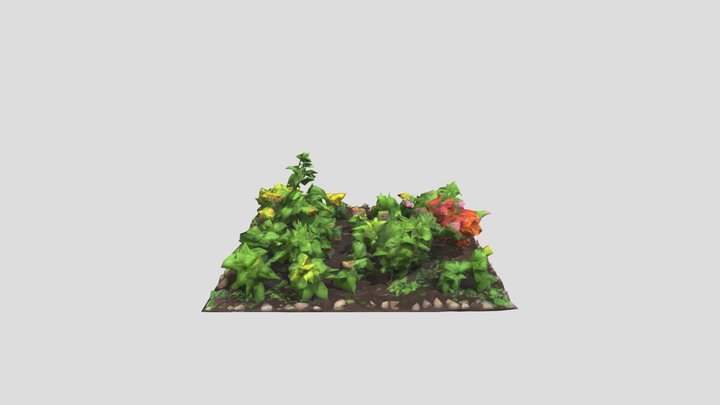 a 3d garden with basil and neem plants 3D Model