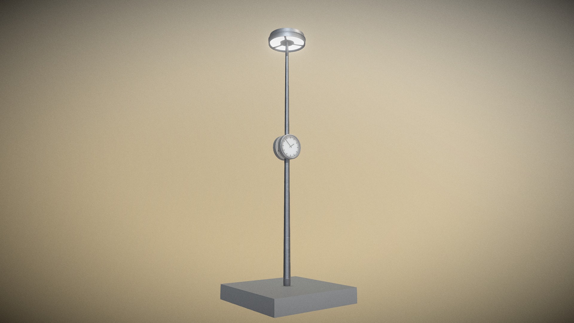 3D model Lamp With Train Station Clock (High-Poly) - This is a 3D model of the Lamp With Train Station Clock (High-Poly). The 3D model is about a lamp on a stand.