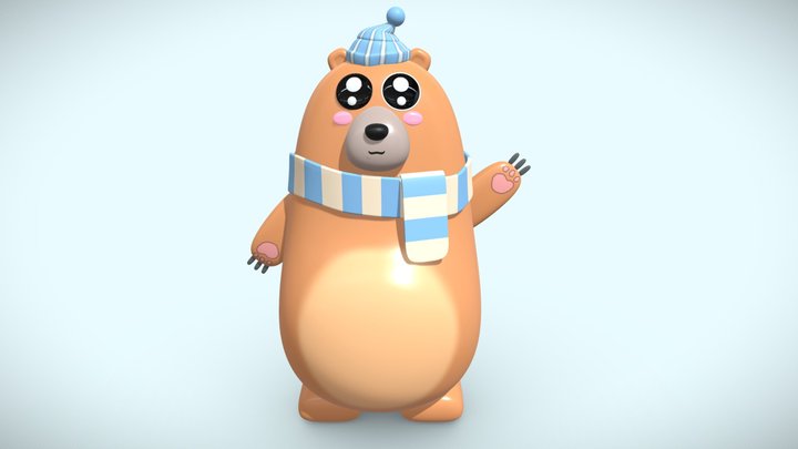 Cute bear LOW POLY 3D Model