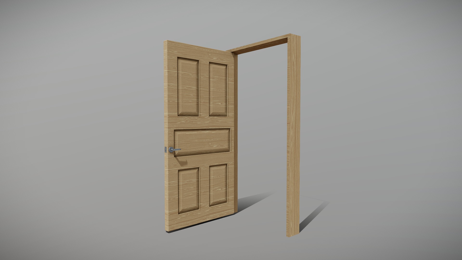 3D model Door (Brown Oak) - This is a 3D model of the Door (Brown Oak). The 3D model is about a wooden frame on a wall.