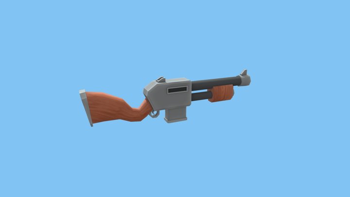 Low Poly Shotgun 3D Model