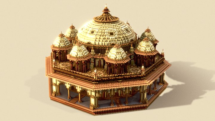 Voxel Minecraft Indian Tomb 3D Model