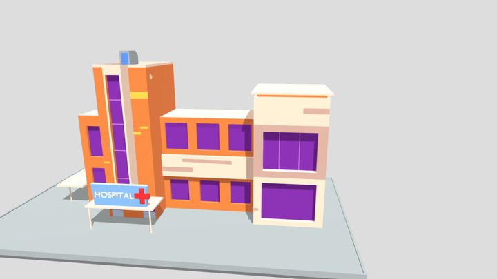 Stylized modern hospital 3D Model