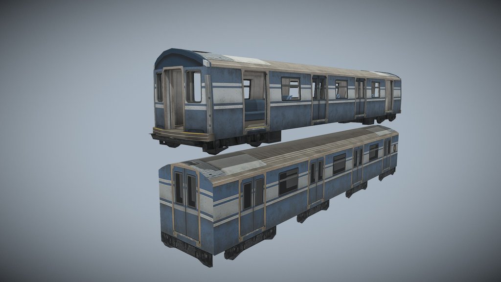 Train with Interior Low Poly