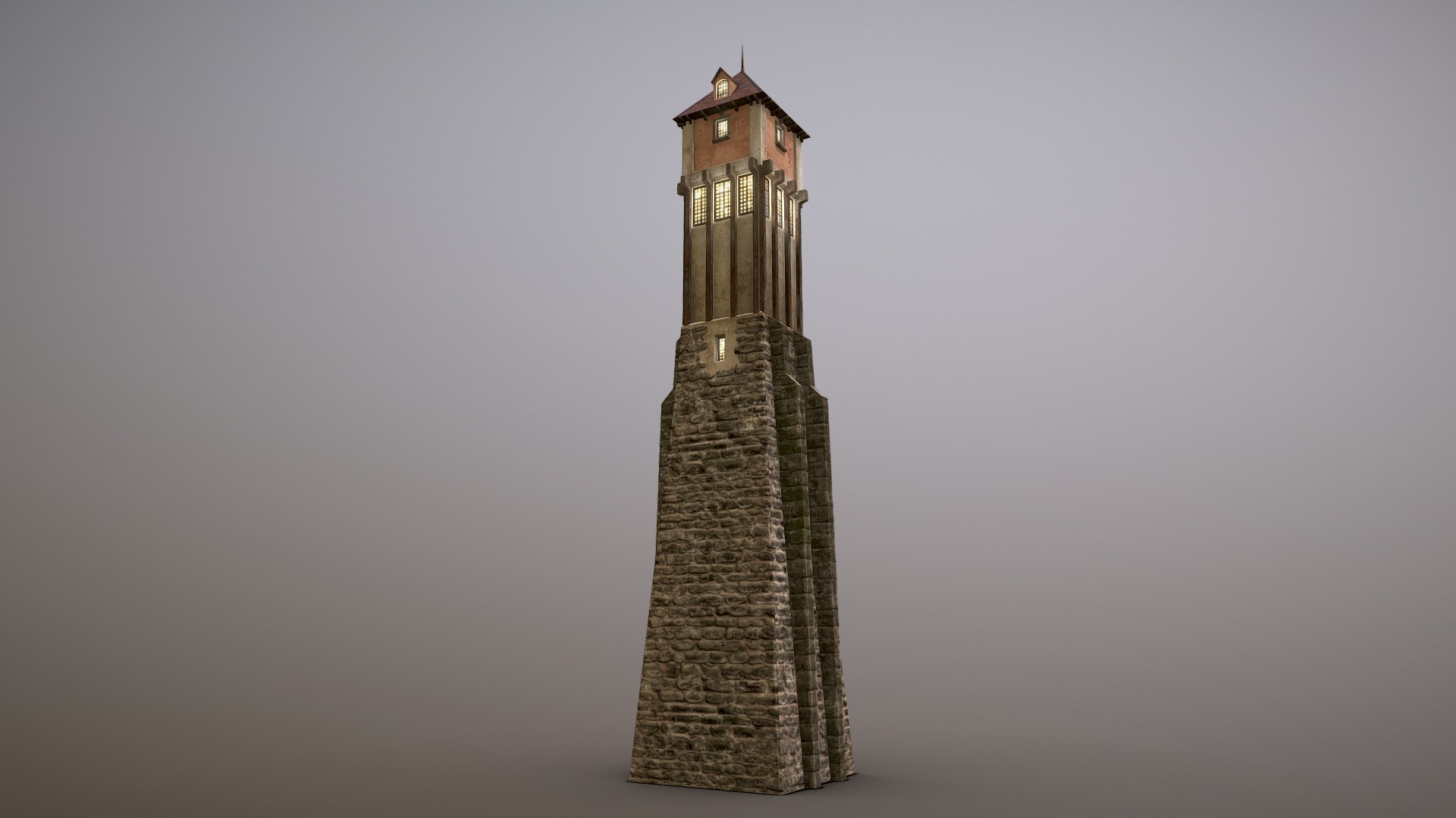 3D model Medieval DRAGON Tower 01 - This is a 3D model of the Medieval DRAGON Tower 01. The 3D model is about a tall tower with a light on top.