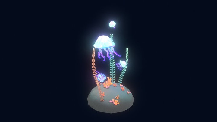 Jellyfish diorama 3D Model