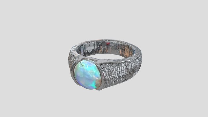 Silver ring with opal – Gratis 3D-model STL