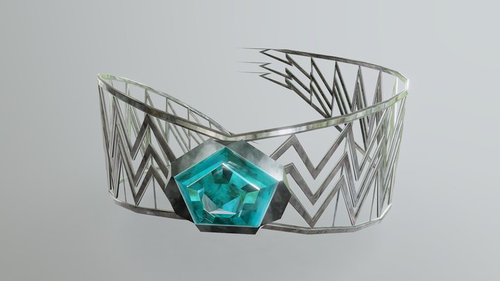 Silver ring with Blue crystal 3D Model