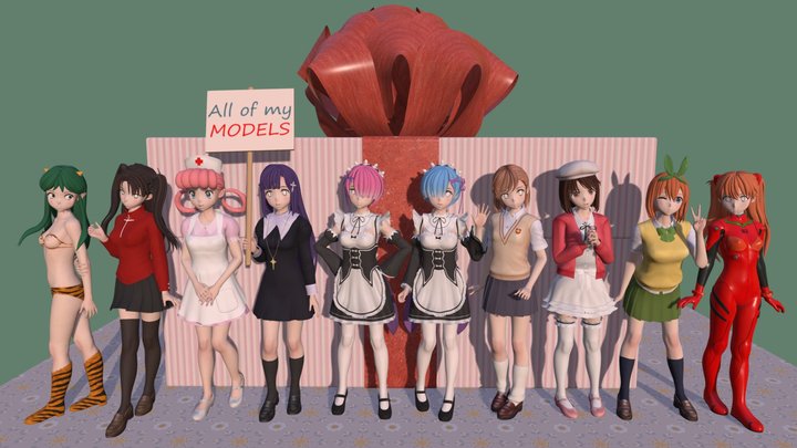 All of my anime girls 3D Model