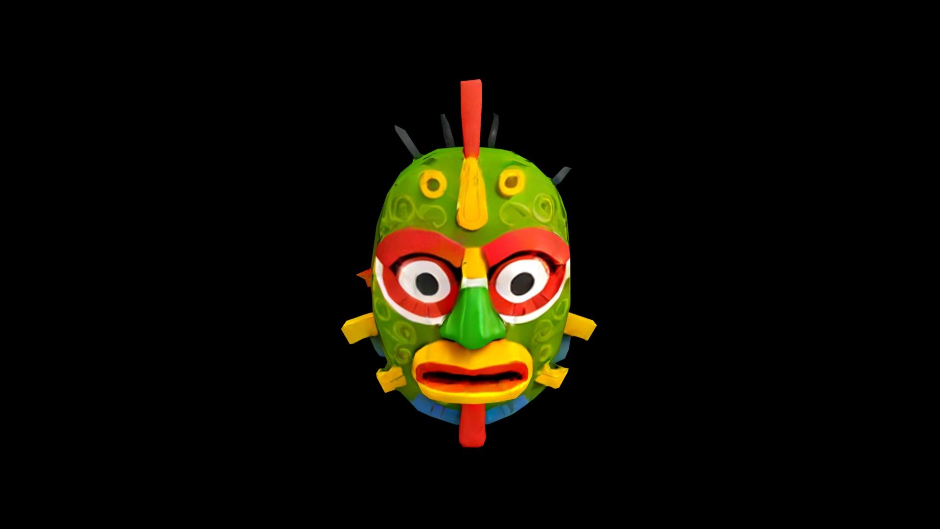 A 3D model of a colorful mask with bright green - Download Free 3D ...