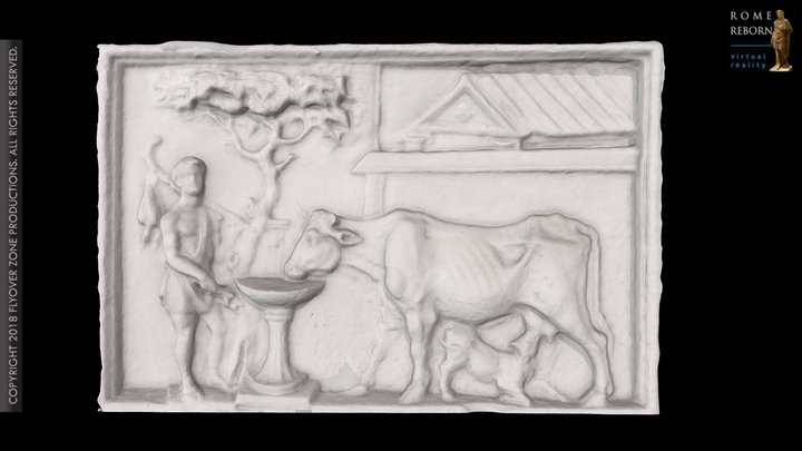 3D rendering of Relief with Bucolic Scene