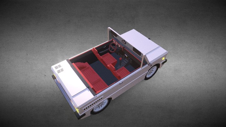 Detailed retro cabriolet voxel model 3D Model