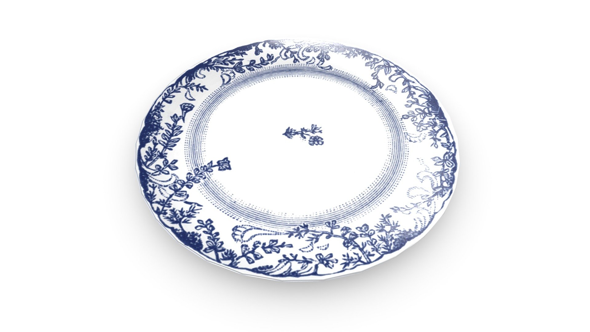 Blue Vintage Dinner Plate (Game Ready / PBR) Buy Royalty Free 3D model by Meerschaum Digital