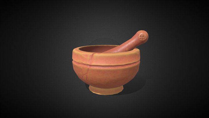 Stylized Mortar and Pestle 3D Model