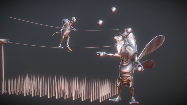 Father And Son in Sci-fi Circus 3D Model