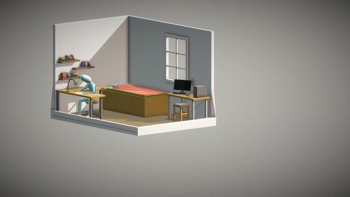 Low Poly Room 3D Model