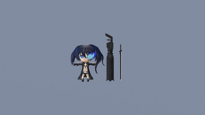 Nendoroid Black Rock Shooter T-Pose 3D Model