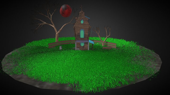 _Haunted House Modelling,Texturing,Light,Render_