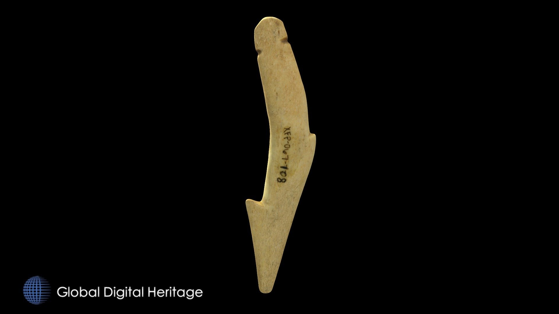 XFP-067 Bone fish hook, Sanak Island, Alaska — Sketchfab embed 3D viewer