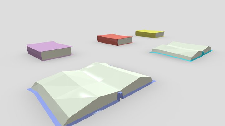 Lowpoly Books 3D Model