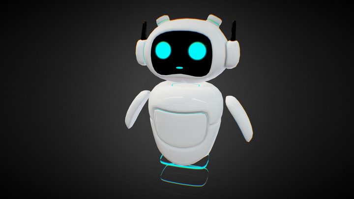 Futuristic flying animated Robot - Low Poly 3D Model