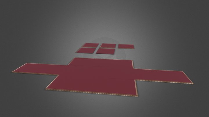 Red Carpet Tiles With Gold Trim 3D Model