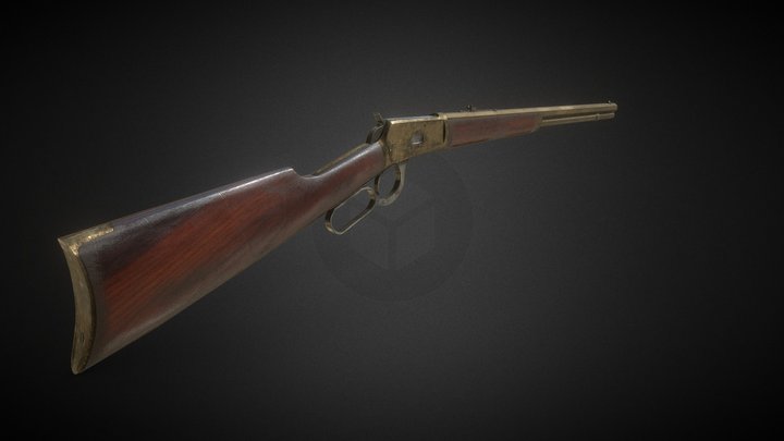 low poly lever action rifle 3D Model