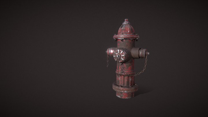 Red and dirty fire hydrant 3D Model