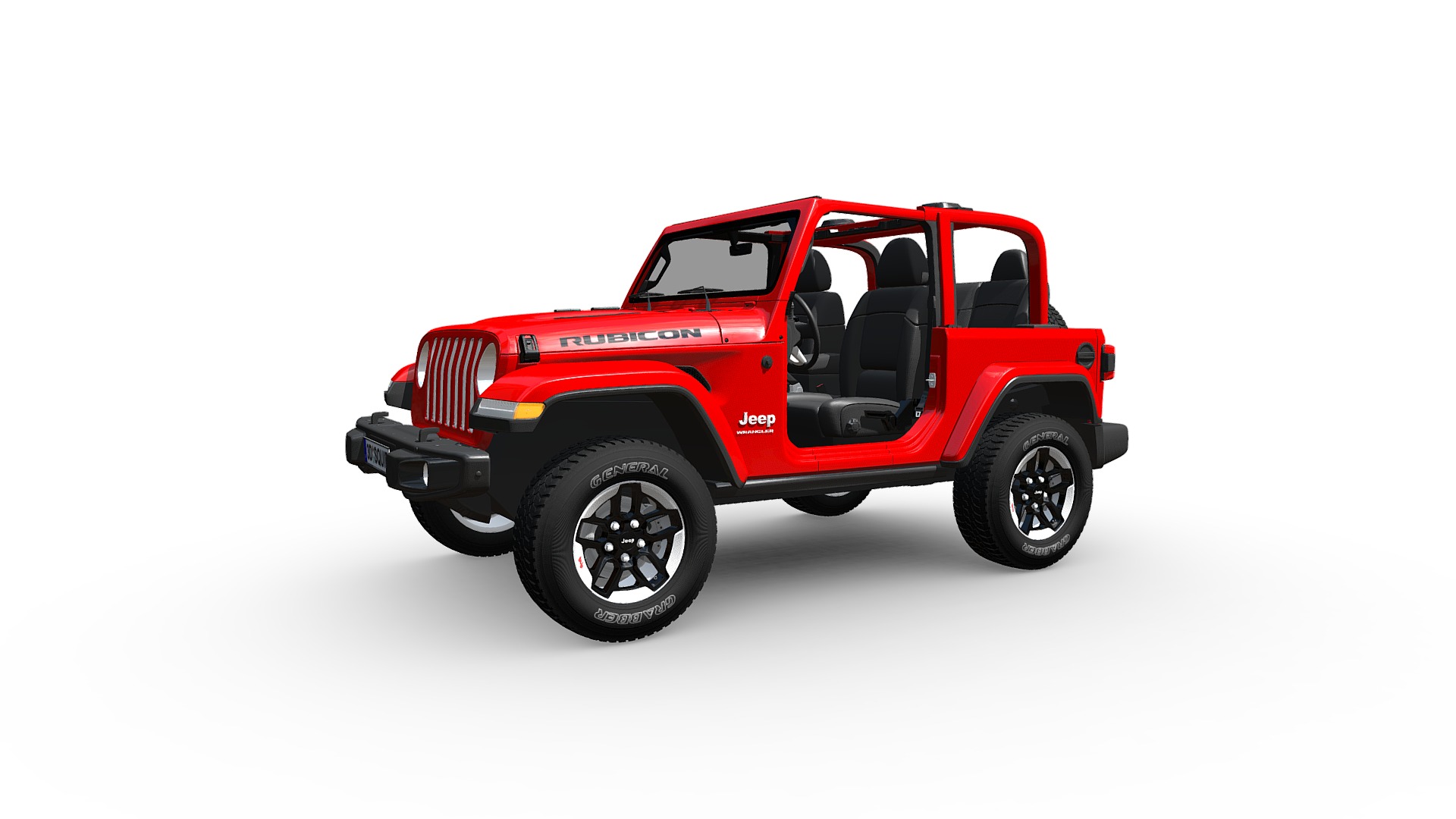 3D model Jeep Wrangler Rubicon 2018 Fbx - This is a 3D model of the Jeep Wrangler Rubicon 2018 Fbx. The 3D model is about a red truck with a white background.