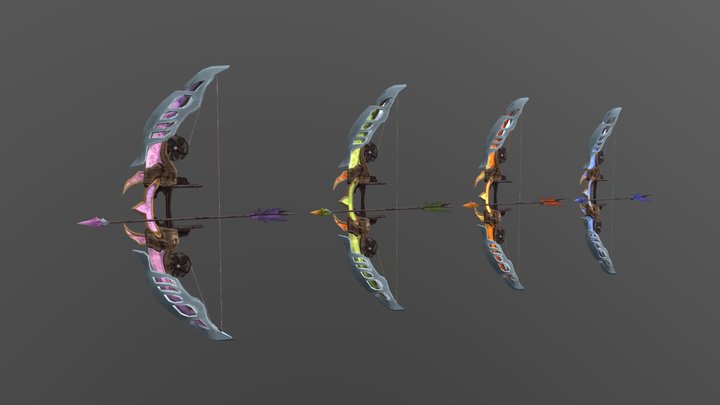 Stylized Fantasy Bow and Arrow 3D Model