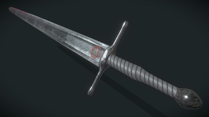 Red clan Medieval Sword 3D Model