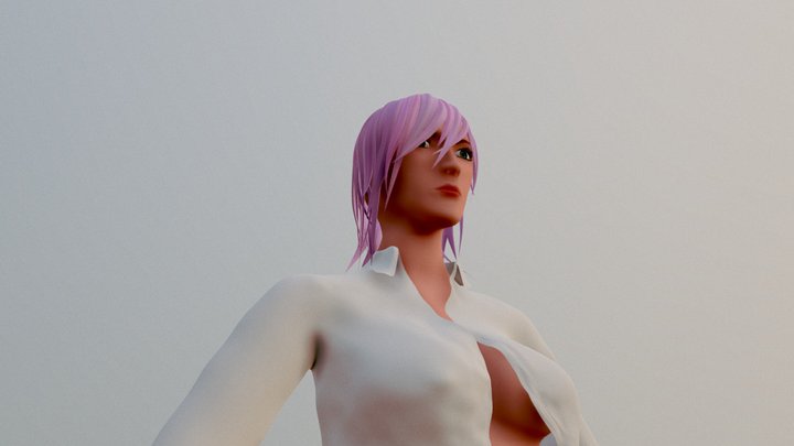 Femme en chemise blanche et sous vêtements 3D Model