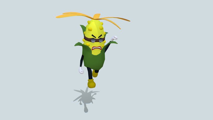 Flying Corn Character Low-poly 3D Model