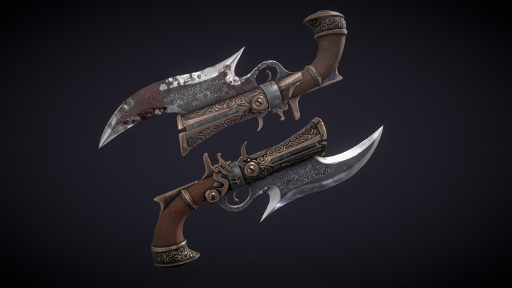 Hunter's Cutlass Pistols 3D Model