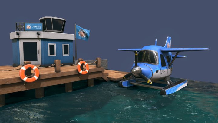 Stylization animal crossing little water airport 3D Model