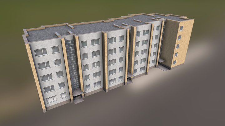 Soviet 5-story apartment block. 1-318-51 series 3D Model