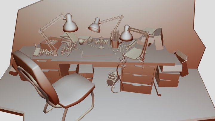 draft modelist table scene 3D Model