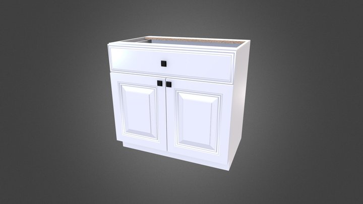 White Panel Door Cabinet 3D Model