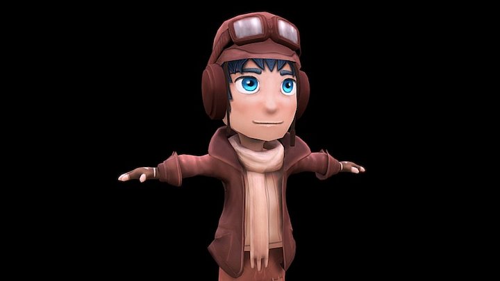 Aviator low-poly handpainted 3D Model